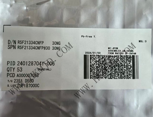 瑞薩電子【MCU芯片】R5F21334CNFP 16位微控制器，采用R8C CPU內(nèi)核